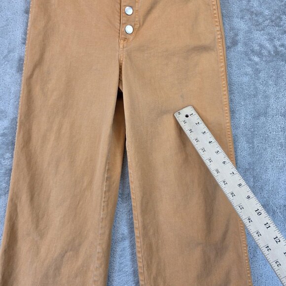 AMO Sylvia Straight Leg Pants Womens 28 Tan High Rise Button Fly Denim Flawed - Picture 2 of 16